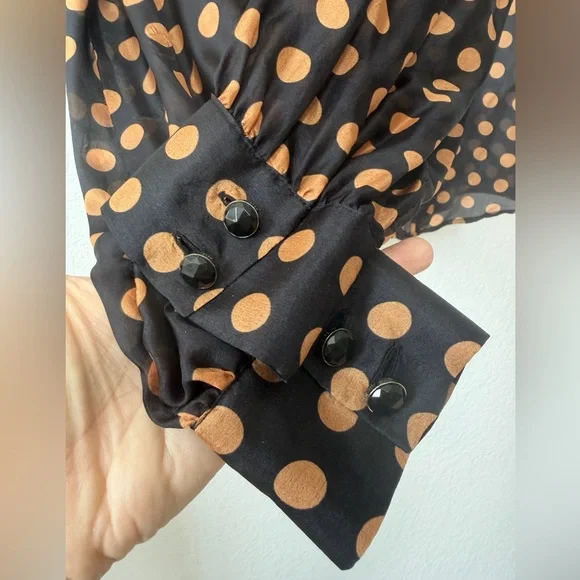 Just Cavalli by Roberto Cavalli Polka Dot Ruffled Silk Blouse Sz L (10/12) It 46 - Picture 11 of 11